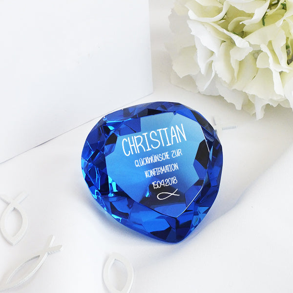 Glasdiamant zur Konfirmation mit Gravur