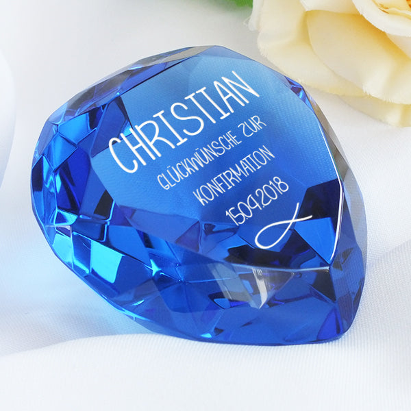 Glasdiamant zur Konfirmation mit Gravur