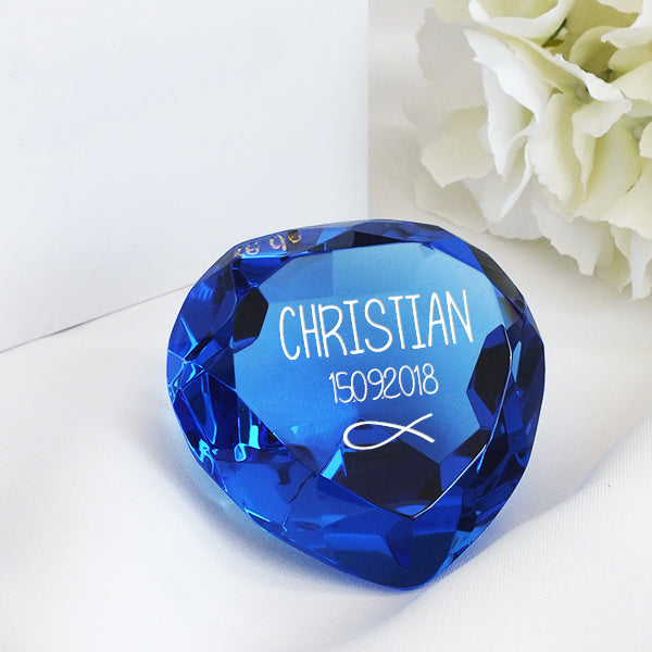 Glasdiamant zur Taufe mit Gravur