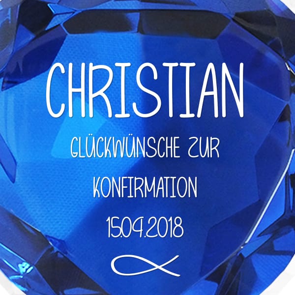 Glasdiamant zur Konfirmation mit Gravur