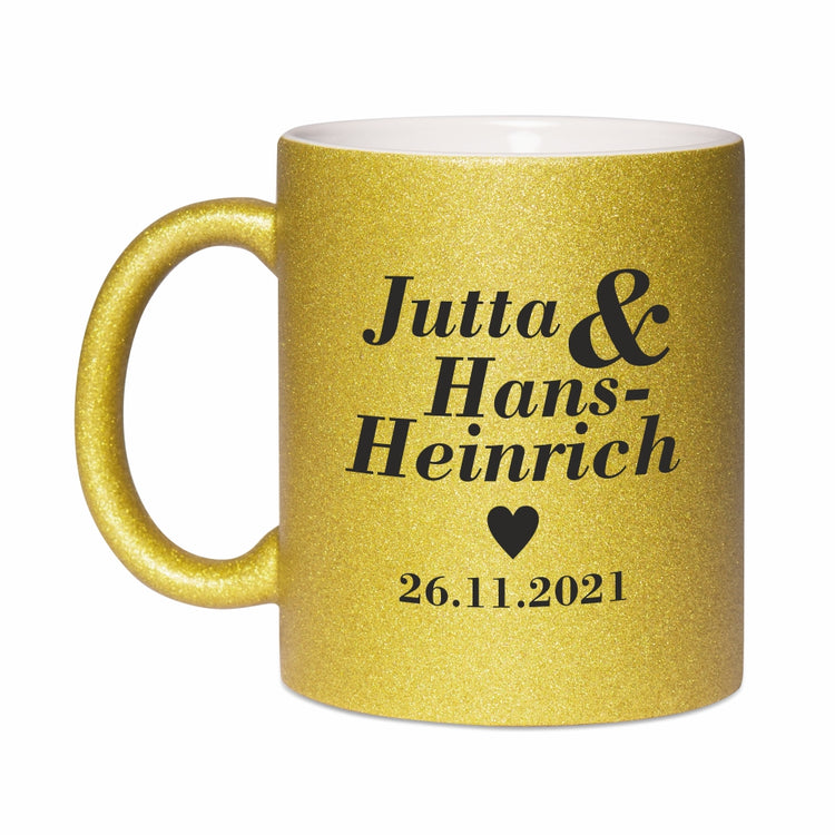 Goldene Tassen Set - zur Goldenen Hochzeit - personalisiert