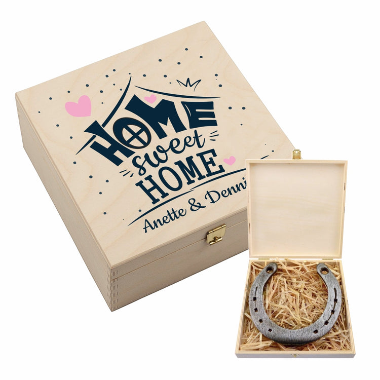 Personalisierte Hufeisen-Box Home Sweet Home
