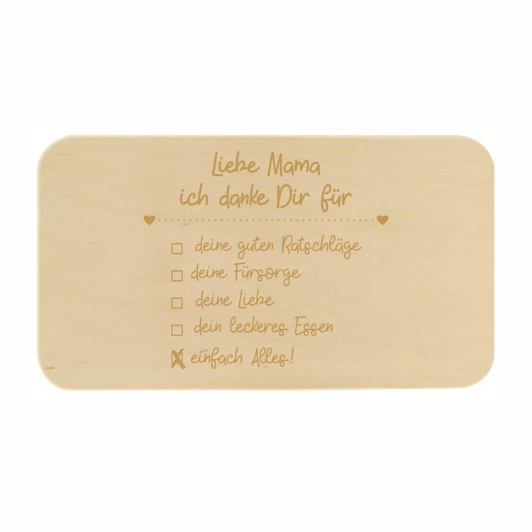 Frühstücksbrett Liebe Mama/Lieber Papa ich danke dir