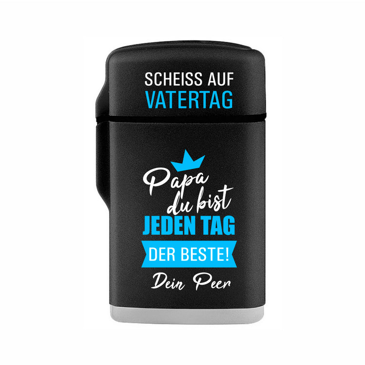 Sturmfeuerzeug Jetflame Scheiss auf Vatertag personalisiert mit Namen