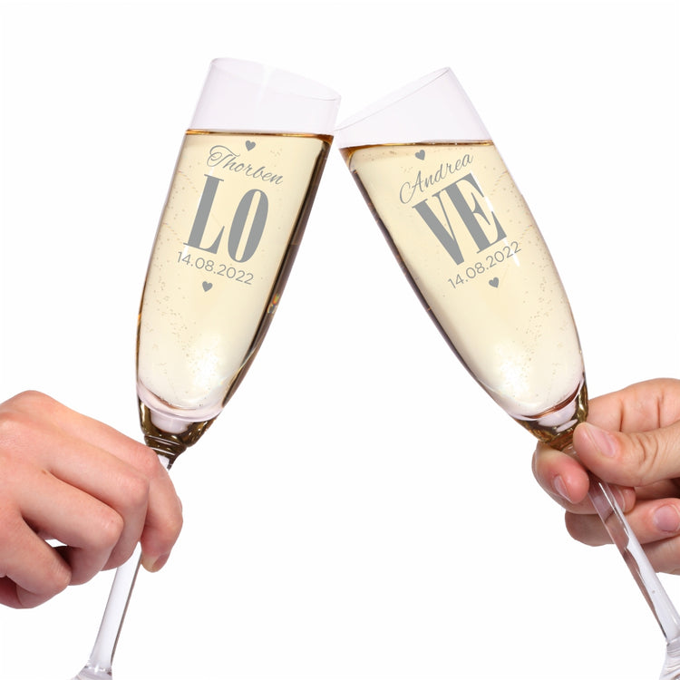 2er Set personalisierte Leonardo Sektgläser LOVE