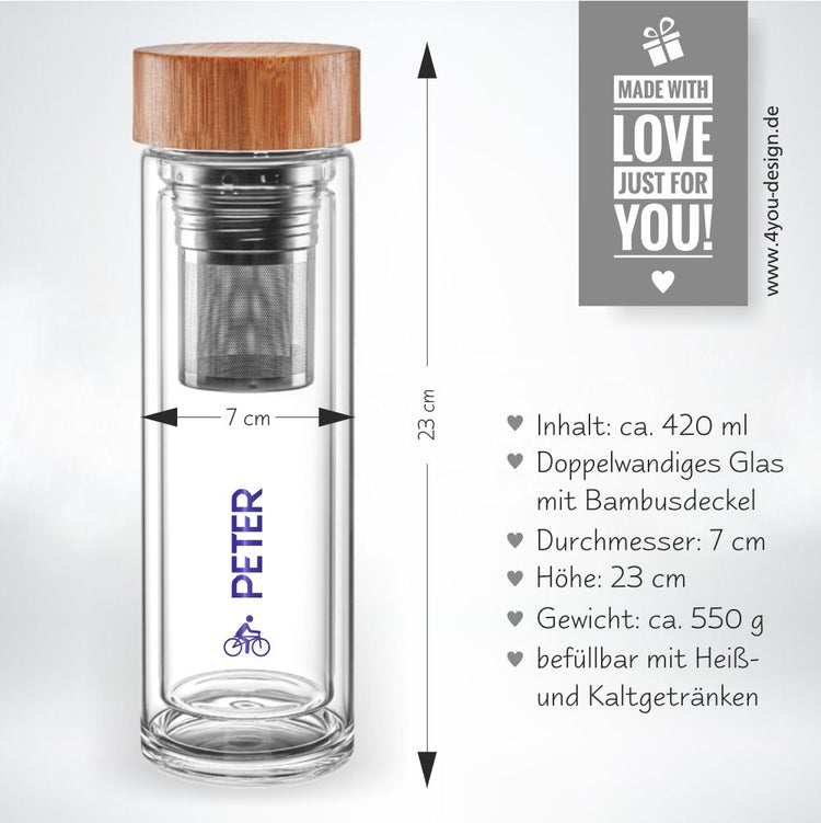 Thermos-Glasflasche mit Namen - Design Active