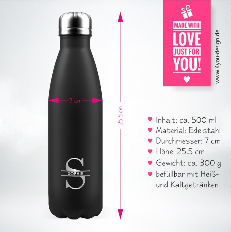 Trinkflasche Edelstahl mit Namen - Design Joyful