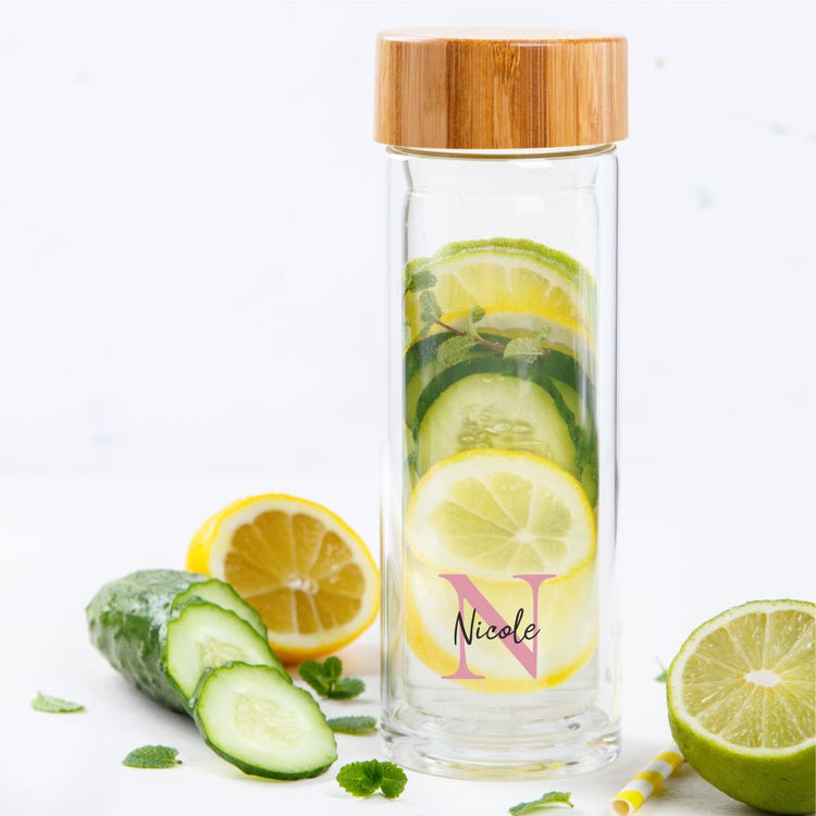 Thermos-Glasflasche mit Namen - Design Letter