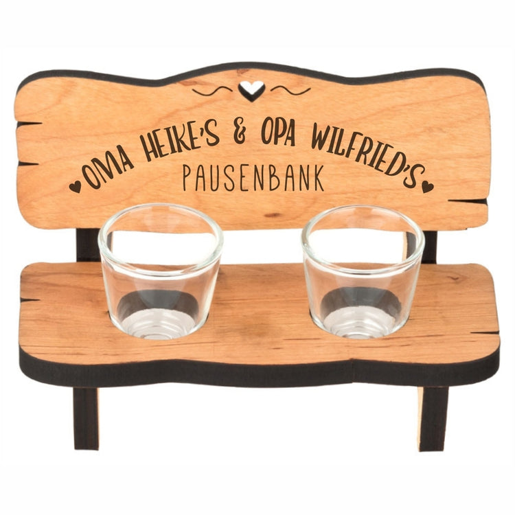 Personalisierte Schnapsbank Omas & Opas Pausenbank