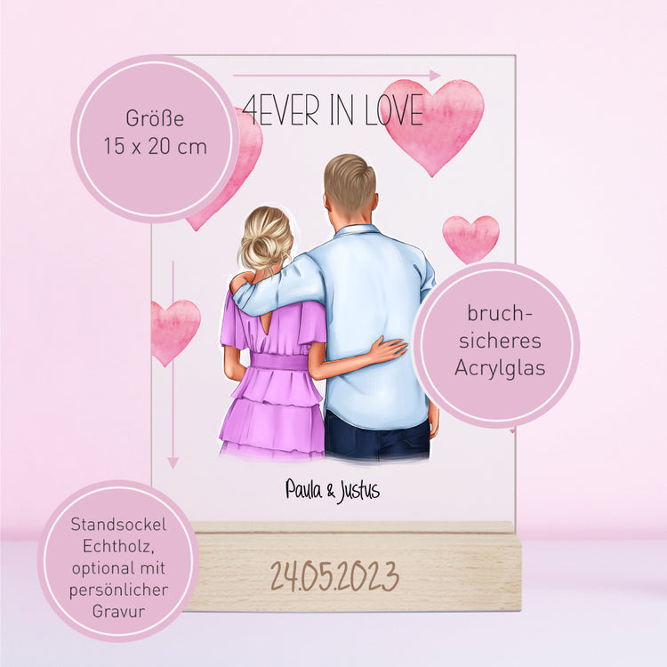 Acrylaufsteller 4Ever in Love personalisiert mit Euren Namen