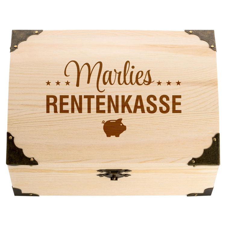 Schatztruhe mit Namensgravur Rentenkasse