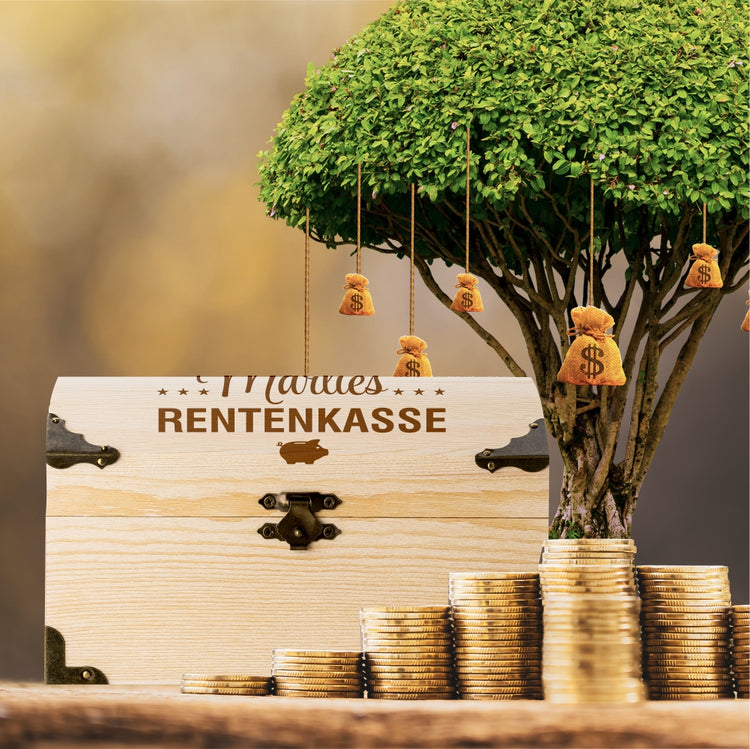 Schatztruhe mit Namensgravur Rentenkasse