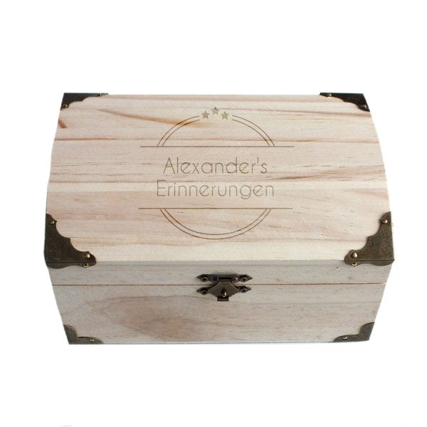 Personalisierbare Schatztruhe mit Männer-Motiv