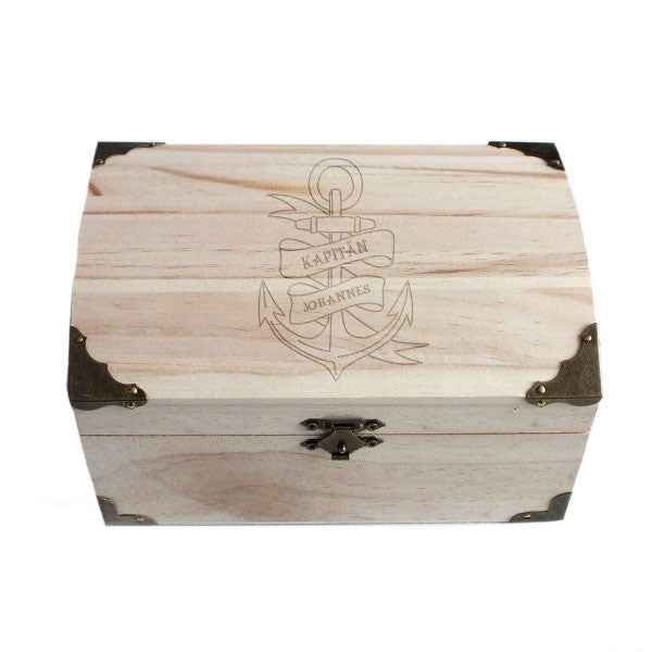 Personalisierbare Schatztruhe mit Anker-Motiv