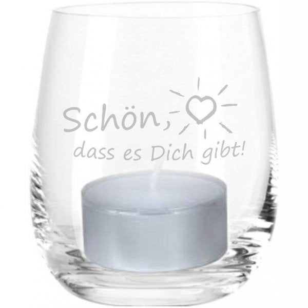Windlicht Gravur Schön, dass es dich gibt