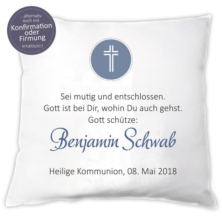 Personalisiertes Kissen Gott schütze…  zur Konfirmation / Firmung / Kommunion