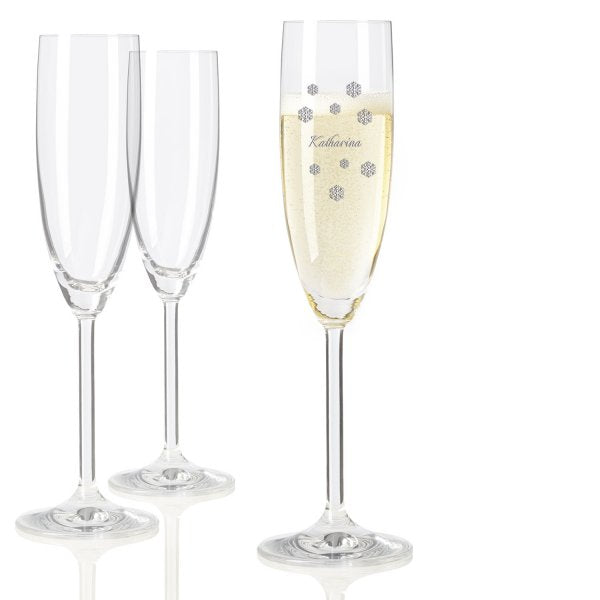 Winterliches Leonardo Sektglas mit Namensgravur