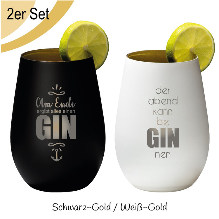 Ginglas - 2er Set Am Ende macht alles einen GIN / Der Abend kann beGINnen