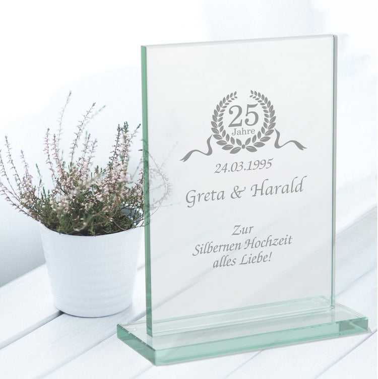 Personalisierter Glaspokal Zur Silbernen Hochzeit