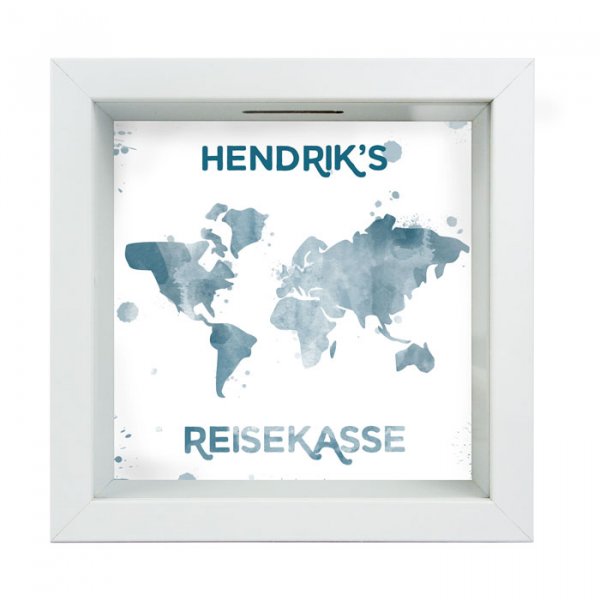 3D-Bilderrahmen Spardose Reisekasse mit Wunschnamen