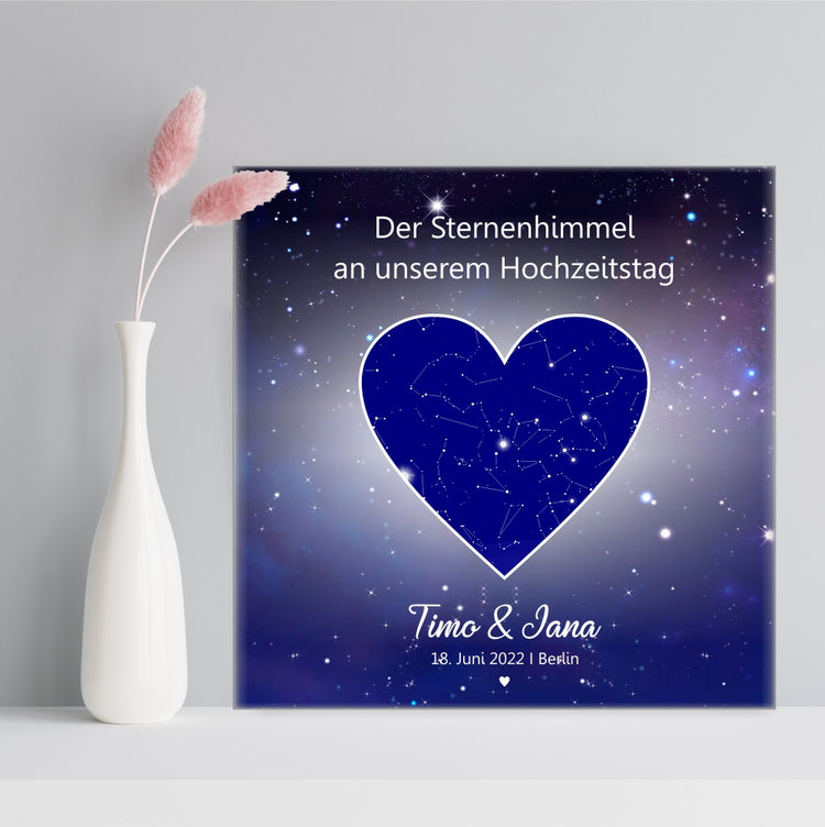 Leinwand Dein Sternenhimmel zum Hochzeitstag für Paare - personalisierbar