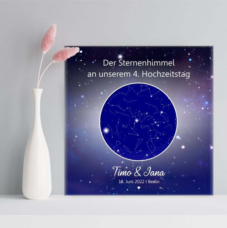 Leinwand Dein Sternenhimmel zum Hochzeitstag für Paare - personalisierbar