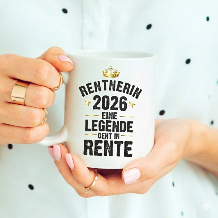 Weiße Tasse Rentner / Rentnerin 2026 - Eine Legende geht in Rente