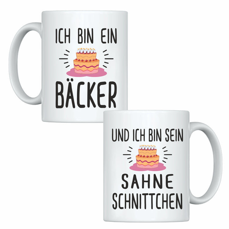 Tassen-Set Ich bin ein Bäcker & Und ich bin sein Sahneschnittchen