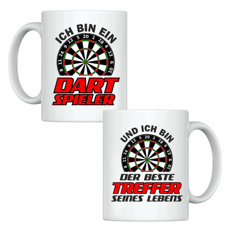 Tassen-Set Ich bin ein Dart Spieler & Und ich bin der beste Treffer seines Lebens