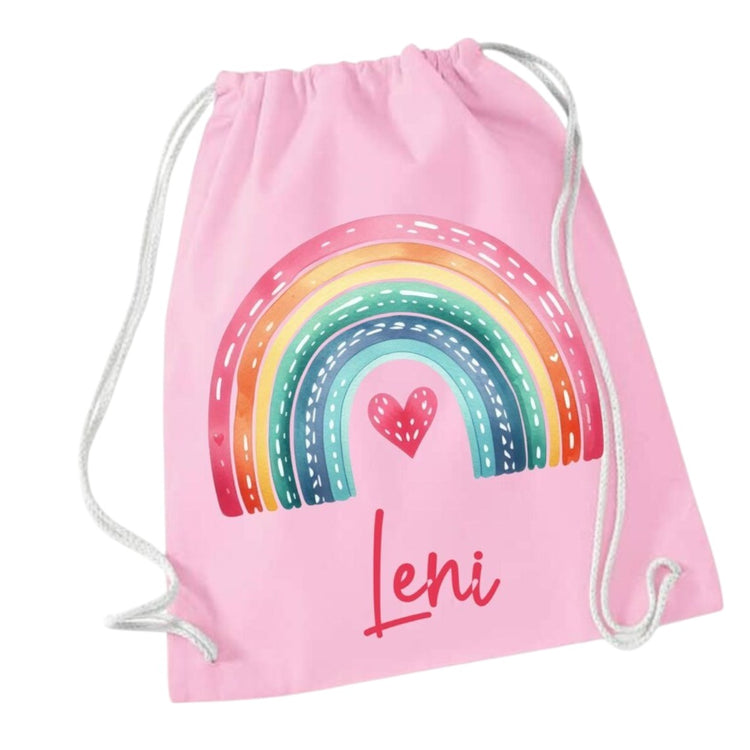 Turnbeutel Regenbogen mit Wunschname