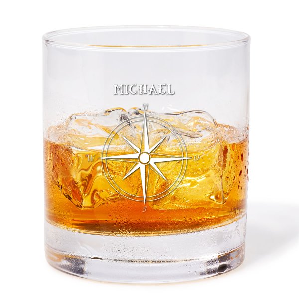 Whiskyglas Kompass mit Name