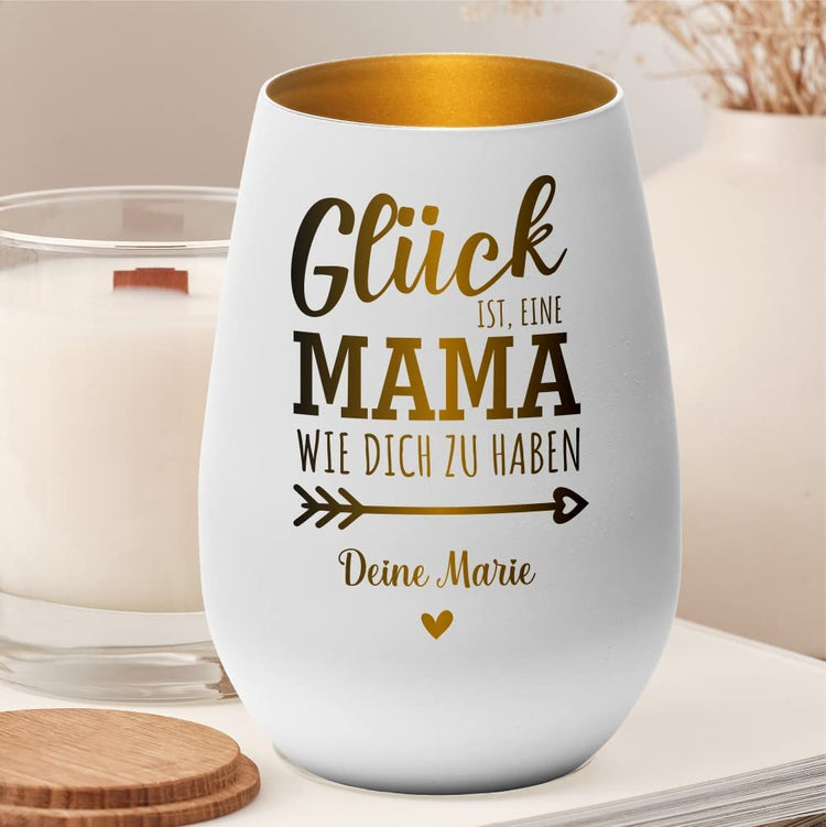 Windlicht Glück ist, eine Mama wie dich zu haben personalisiert