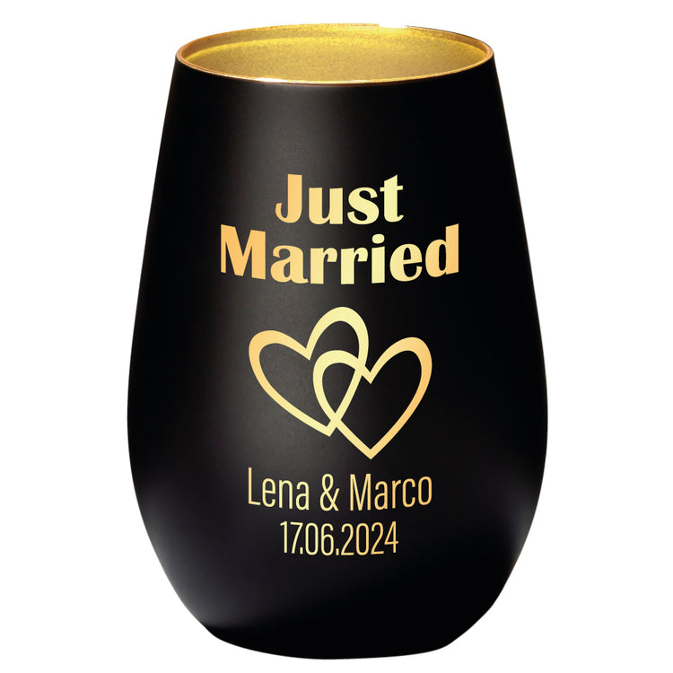 Windlicht Hochzeit Just Married Herzen