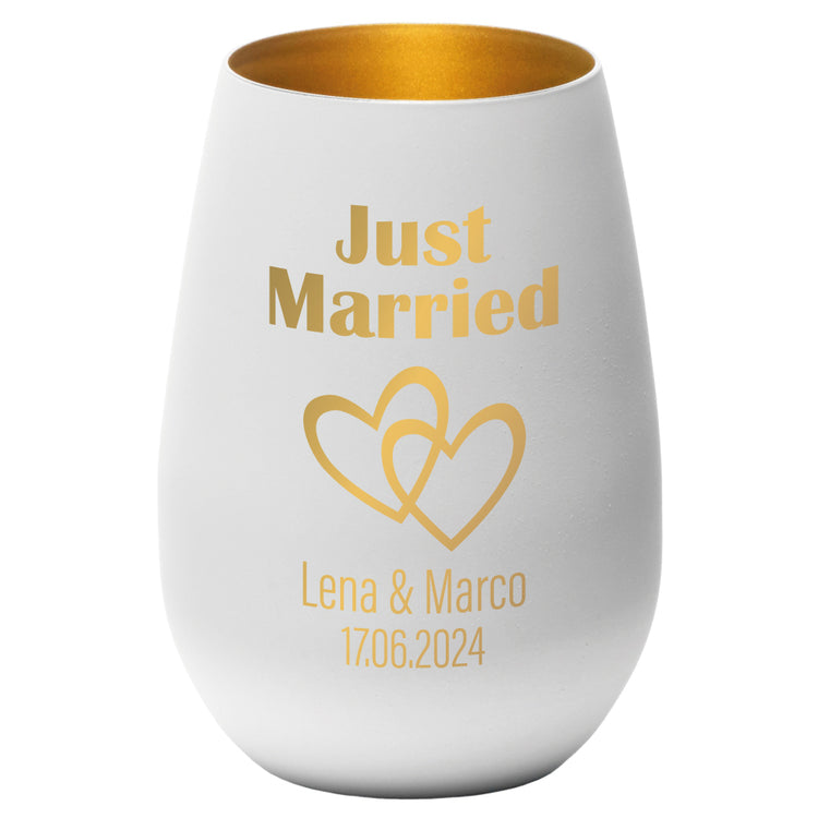 Windlicht Hochzeit Just Married Herzen