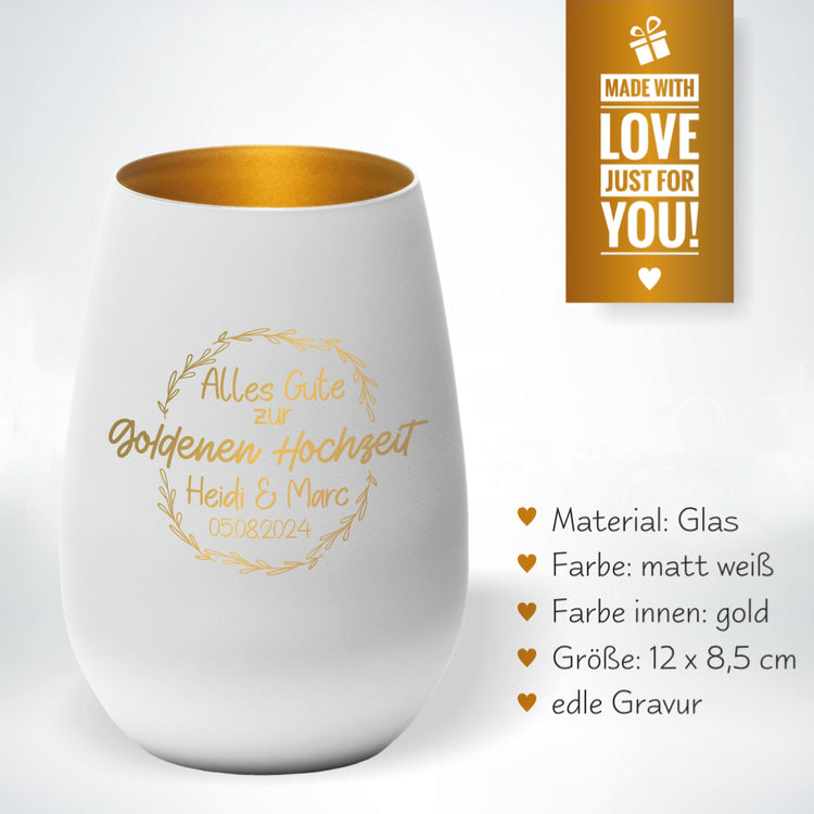 Windlicht goldene Hochzeit Alles Gute